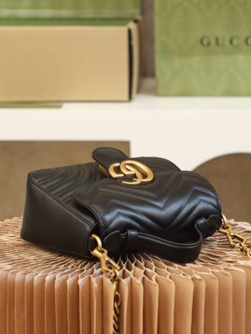 Authentic Gucci GG Marmont Mini Top Handle Bag Black Leather Quilted 547210 with - Picture 6 of 8